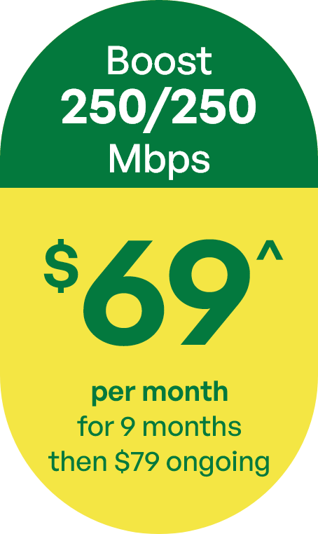 Boost plan - 250/250Mbps $69 per month for 12 months, then $79 ongoing