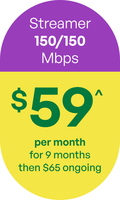 Streamer plan - 150/150Mbps $59 per month