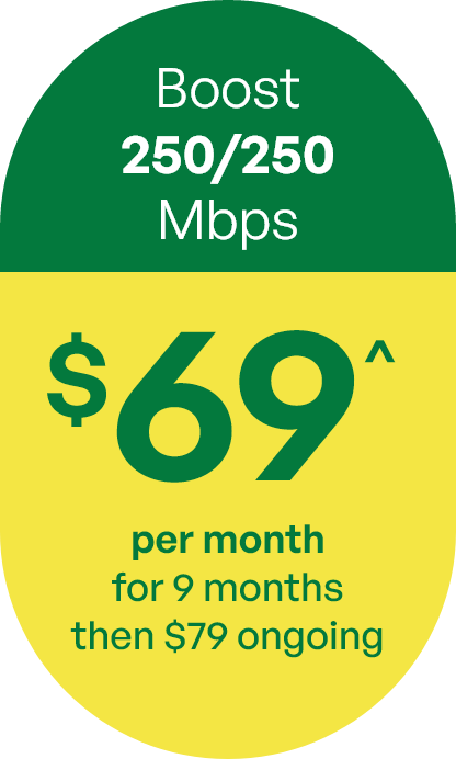 Boost plan - 250/250Mbps $69 per month for 12 months, then $79 ongoing